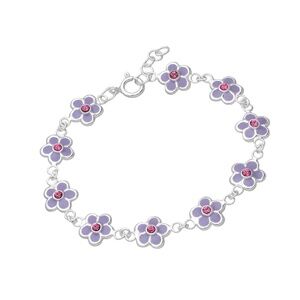 925 Sterling Silver Enamel Flower Bracelet with Crystal – Last One